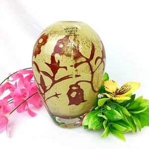 Kosta Boda Olle Brozen Floating Flowers Glass Vase